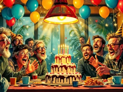 A group of enjoying birthday party games for adults.