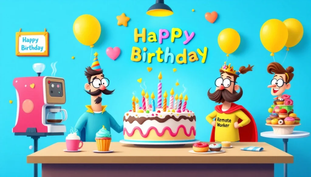 A virtual birthday celebration for remote coworkers with video call