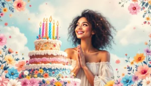 An inspiring birthday scene with candles and a heartfelt message for your daughter