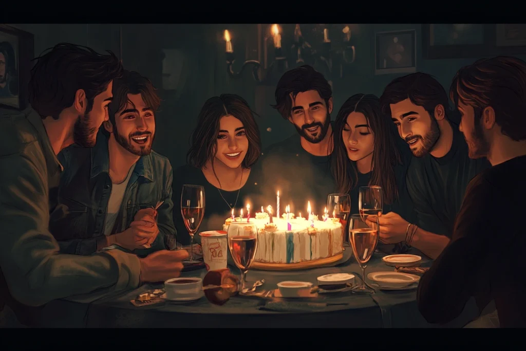Close friends celebrating a birthday