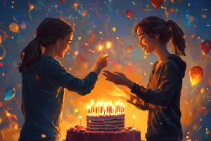 Sharing a birthday wish with a friend