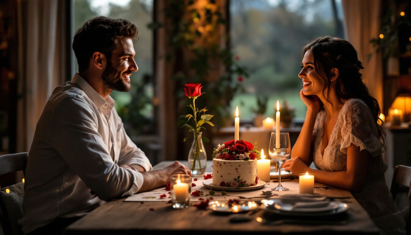 A romantic birthday celebration for a husband with heartfelt wishes.